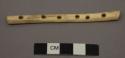 Organic, bone flute, 6 perforations along shaft.