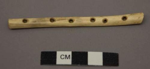 Organic, bone flute, 6 perforations along shaft.