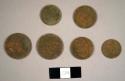 20th century United States coins, four pennies, four nickels, one dime, and three quarters