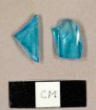 Bright blue bottle glass fragments