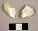 Whiteware sherds with blue transfer print decoration