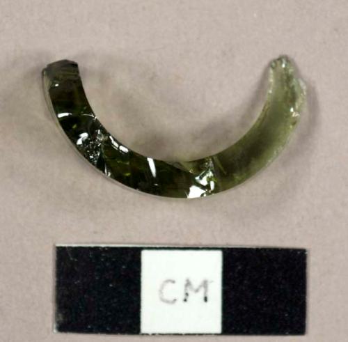 Green bottle glass, possibly neck fragment