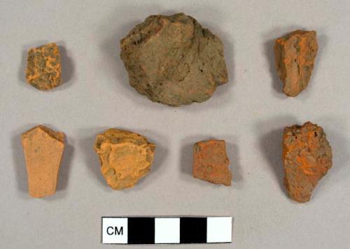 Brick fragments, including one possible redware sherd