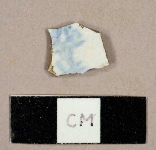 Whiteware sherd with blue transfer print