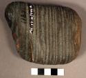 Stone ceremonial object-fetish, banded cobble; dark gray-red; 11.3 x 8.3 x 4.1 c