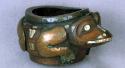 Frog bowl with copper overlay and abalone inlay