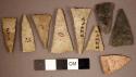 Chipped stone, projectile points, triangular