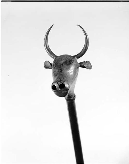 Cane or staff, metal with antelope head