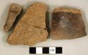 Coarse earthenware body and rim sherds, some cord impressed, impressed rims