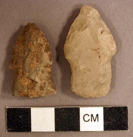 Chipped stone, projectile points, stemmed and corner-notched