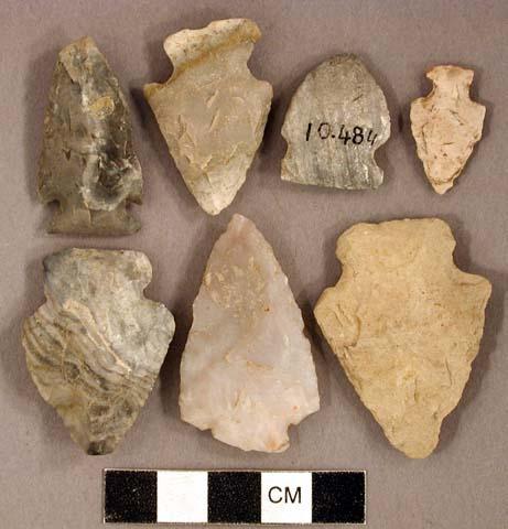 Chipped stone, projectile points, corner-notched and side-notched