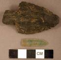 Chipped stone, projectile point, stemmed; chipped stone, prismatic blade