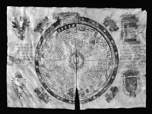 Manuscript on parchment, reproduction of the Veytia calender wheel.