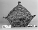Lidded basket from the collection of F.S. Hersey, 1914. Coiled, split stitches.