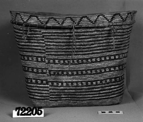 Burden basket from the collection of G.T. Emmons. Coiled, imbricated.