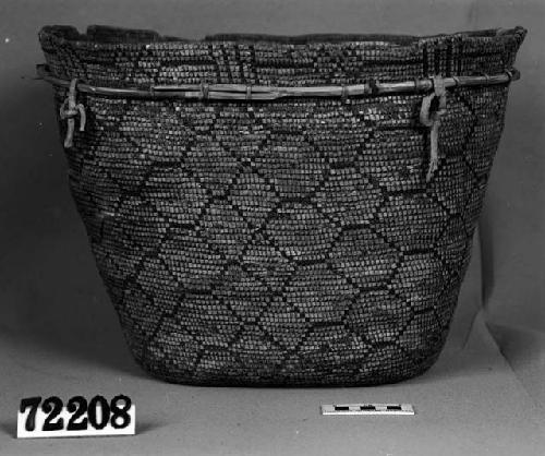 Burden basket from the collection of G.T. Emmons. Coiled, imbricated.