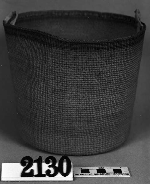 Open cylindrical basket from the collection of E.G. Fast, 1867-8. "Between Weave" twined.