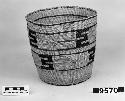 Cylindrical basket from the collection of the parents of L. Frankenstein. Plain twined, false embroidery.