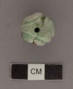 2 carved spherical jade beads - 1) 19mm. diam x 14 mm.; 2) 19mm diam. x 15 mm