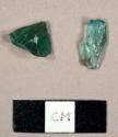 Blue-green glass fragments