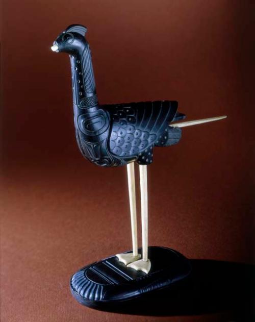 Bird carved from black slate