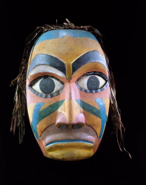 Carved and painted wooden mask