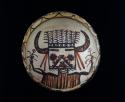 Bowl, polacca polychrome style c. int: kachina design; ext: plant design. 9.5 x