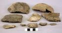 Ceramic rim and body sherds, mended, shell temper, 1 sherd incised