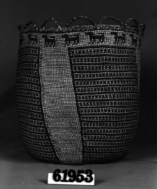 Twined woven basket