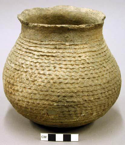 Corrugated pottery jar