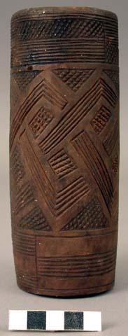 Carved cylindrical vase