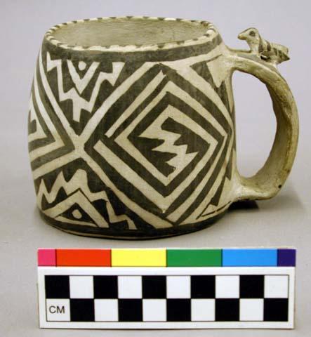 Mug, black on white ware