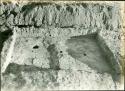 Scan of photograph from Judge Burt Cosgrove photo album.Oct.Nov.1933 Pendleton Ruin. Settling of floor in west half indicates early cross wall below. Plastered floor extremely hard and in places 3 inches thick.