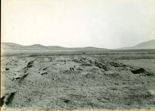 Scan of photograph from Judge Burt Cosgrove photo album.Oct.Nov.1933 Pendleton Ruin.- To North. Two views of excavation of East House.