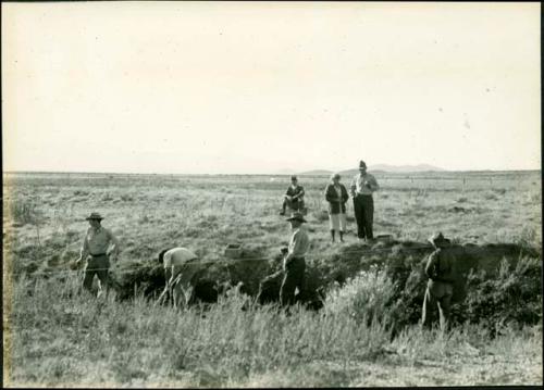 Scan of photograph from Judge Burt Cosgrove photo album.Oct. 23 1933 Pendleton Ruin Breaking ground.