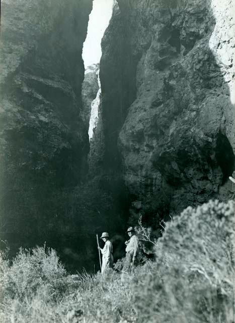 Scan of photograph from Judge Burt Cosgrove photo album.Oct.29-1933 Hattie Cosgrove and Ted Kidder Alam Hueco Mts. Playas Valley-Hidalgo Co. New Mex.