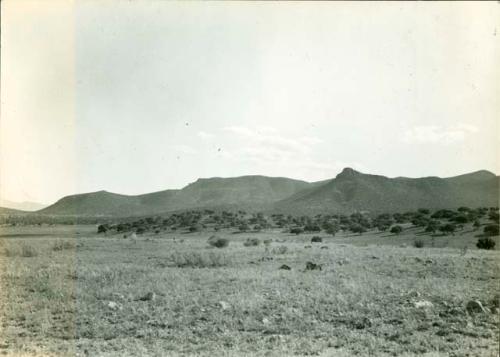 Scan of photograph from Judge Burt Cosgrove photo album.Nov.15-1933 Southeast from Stewart Ruin on Cloverdale Creek-Animas Valley Hidalgo Co. New Mex.