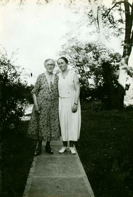 Scan of photograph from Judge Burt Cosgrove photo album.The two Harriet Lovejays-Silliman and Cosgrove July 20-1933