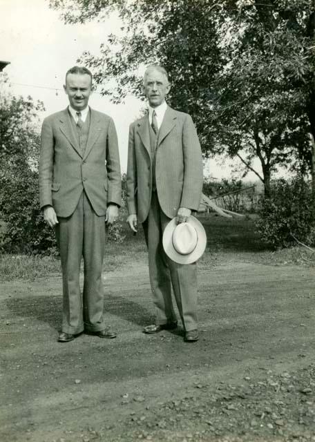 Scan of photograph from Judge Burt Cosgrove photo album.Sept.11-1932 C.B.C.Jr and C.B. Cosgrove.Atchison Kansas