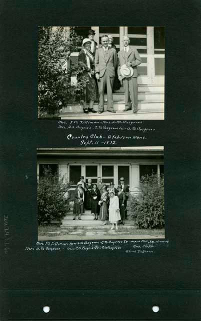 Scan of page from Judge Burt Cosgrove photo album.Country Club-Atchison Kans. Sept 11-1932