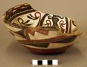 Ceramic partial vessel, bowl fragment, polychrome interior and exterior