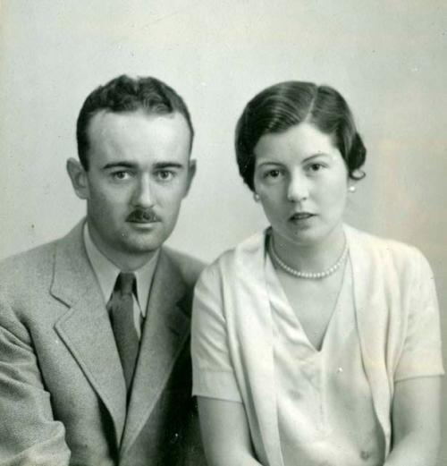 Scan of photograph from Judge Burt Cosgrove photo album.Mr. and Mrs. C.B. Cosgrove Jr. May 1932 (passport picture)