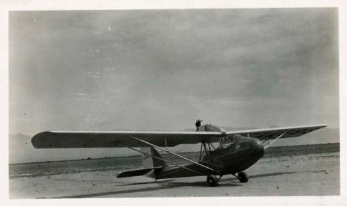 Scan of photograph from Judge Burt Cosgrove photo album.Sept.30-1931 C.B.Cosgrove Jr's Plane-Tucson Ariz