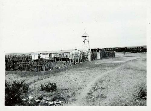 Scan of photograph from Judge Burt Cosgrove photo album.Mexican Church Hatchita N.Mex 10-14-30