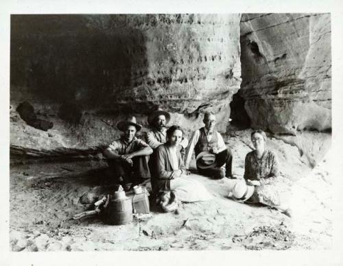 Scan of photograph from Judge Burt Cosgrove photo album.Uncle Billy Baker and family also the Cosgroves