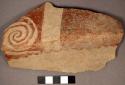 Ceramic body sherds, red on buff spiral painted decoration