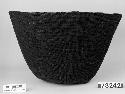 Burden basket with hide thong loop. From the collection of G. Nicholson and C. Hartman. Plain and three-strand twined.