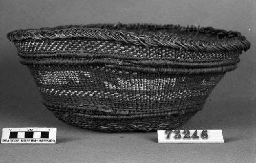 Mortar basket from the collection of G. Nicholson and C. Hartman. Plain, three-strand and lattice twined, overlay.