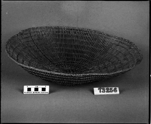 Tray or stick plate. From the collection of G. Nicholson and C. Hartman. Open, plain twined, three-strand finish.