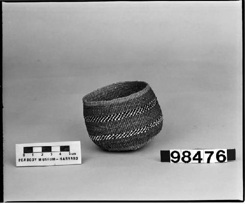 Trinket basket, from the collection of G. Nicholson. Plain twined, one-face overlay.